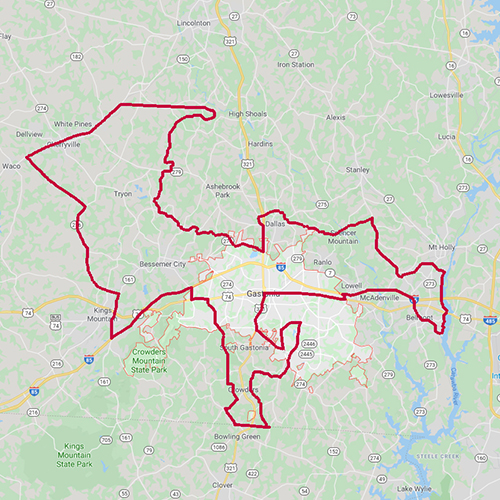 Map of Gastonia